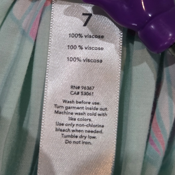 OshKosh B'gosh Girls Pink & Green Seashell Asymmetric Highlow  A-Line Skirt Sz 7 - Picture 5 of 5